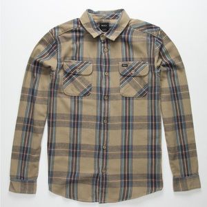 NWT RVCA L/S Flannel Regular Fit Size XL Brown/Tan